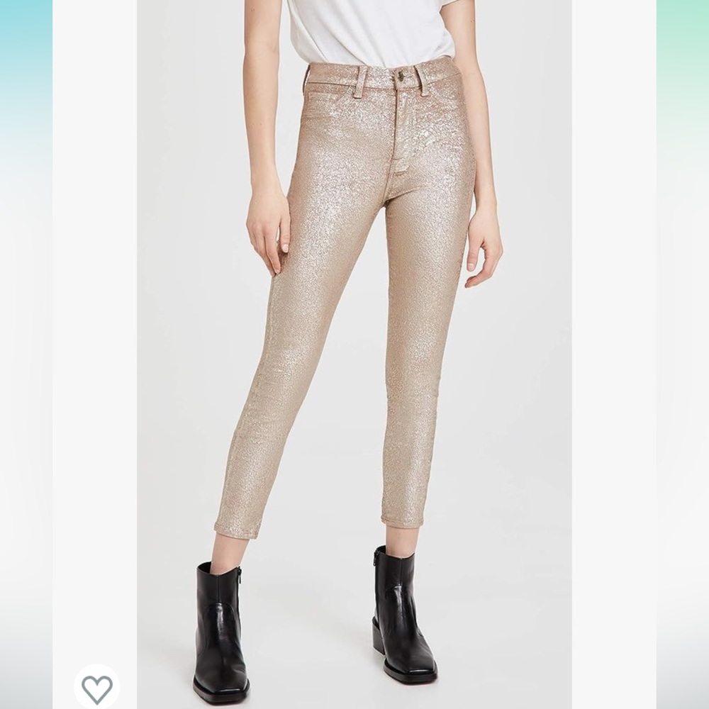 7 for All Mankind Metallic Velvet High Waist Ankle Skinny Jeans